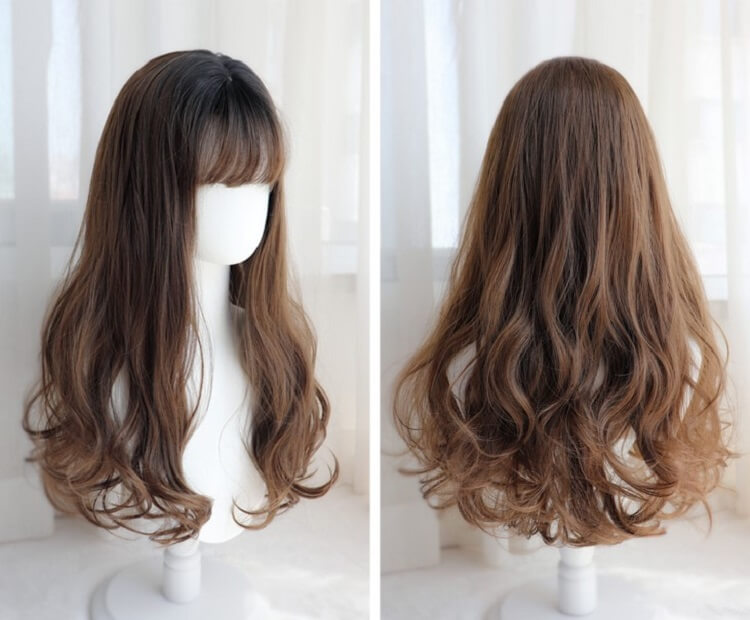 Long Curly Wig 3 Colors To Pick Hairpiece With Fringe Crossdresser Wig