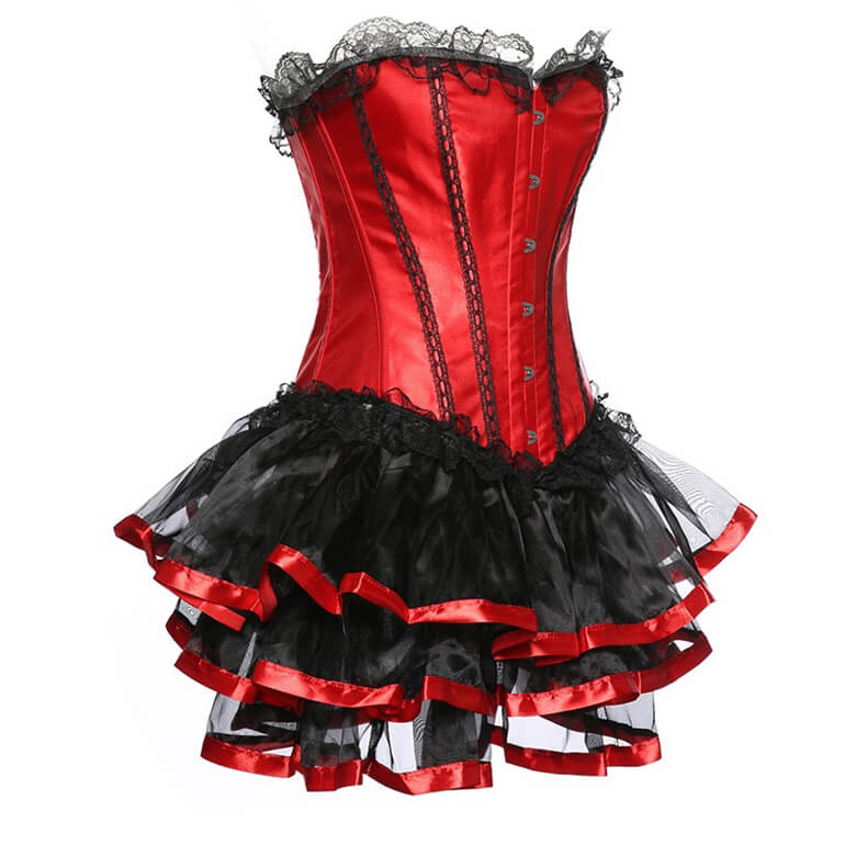 Female corset with multi-layered skirt decorated with ruffles Longline ...