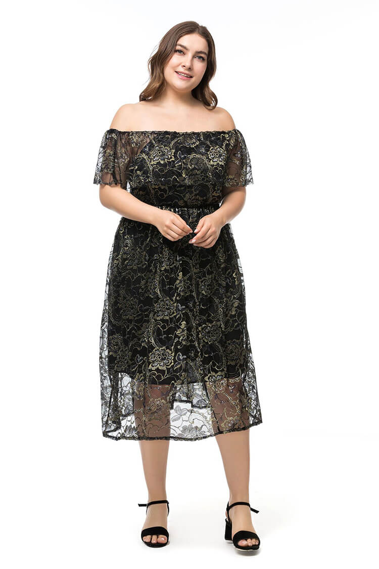 Off-the-shoulder plus size women's dress of mid-length New arrival 2020 ...