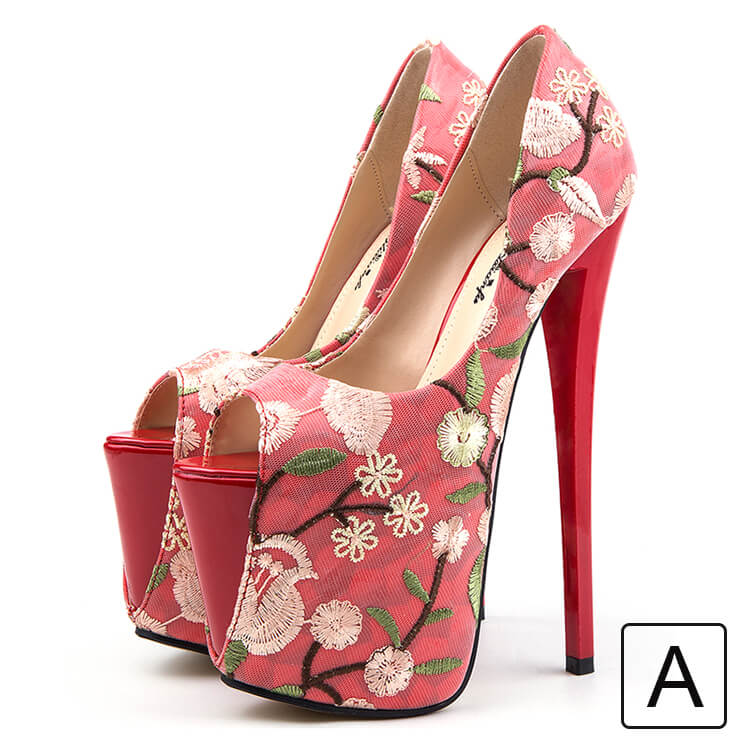 Special high heels with embroidery hidden platform sexy stiletto high ...